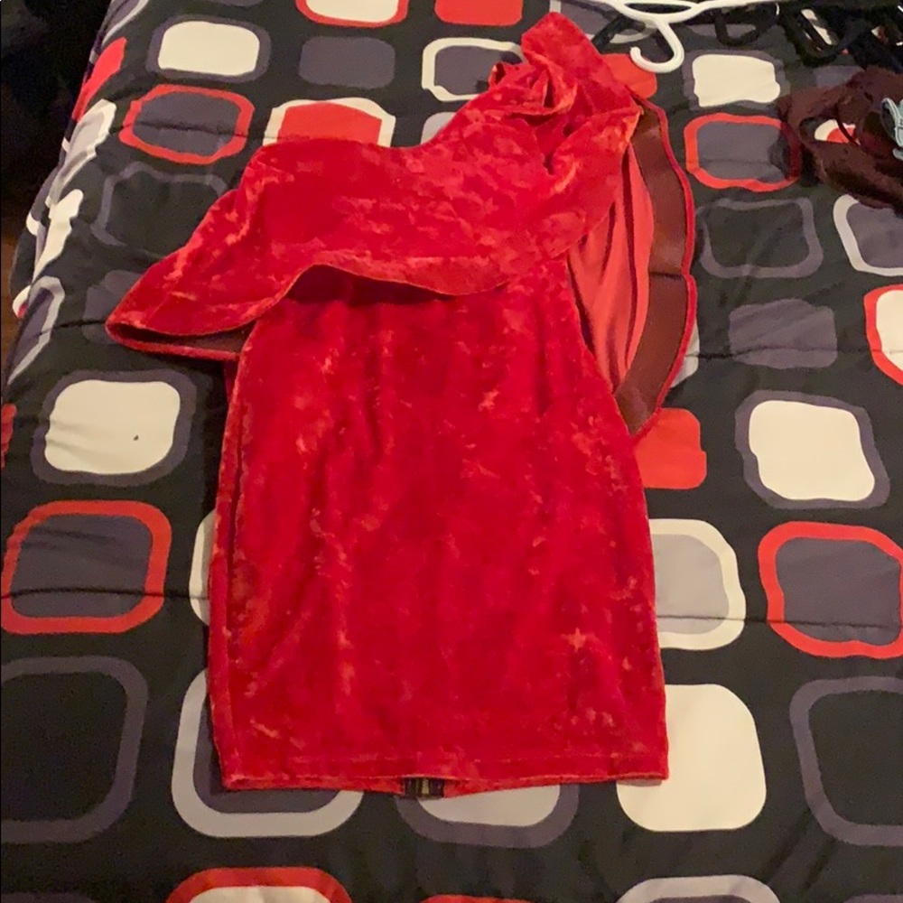 Red velvet dress